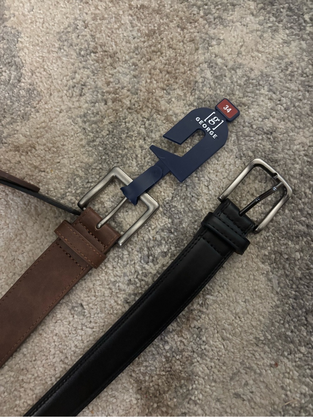 George Men's Brown and Black Leather Belts 072